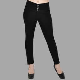 linaria Women Skinny Mid Rise Black Jeans-picture-9