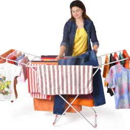 Steel Floor Cloth Dryer Stand Stainless Steel Foldable Cloth Dryer Stand Double Rack Cloth Stands for Drying Clothes Steel-25