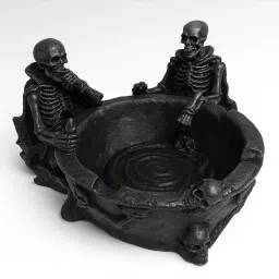 Creation Resin Material 2 Skeleton Skull Black Polyresin Ashtray-image-61