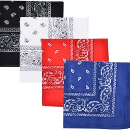 Bismaadh Paisley Print Cotton Bandana Fashion Soft Stretch Head Wrap Headband Hair Band for Men & Women ["Black","Red","White","Royal Blue"] Handkerchief-picture-9