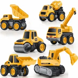Metal Unbreakable Pull Back JCB Dumper Roller Mixer Engineering car team Toy-15