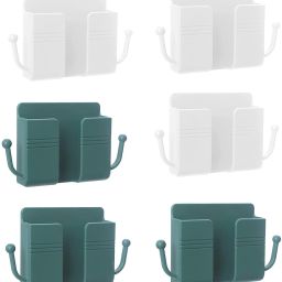 OIVO INDIA Wall Charger Hook Universal Hanging Stand Bracket (White & Green, Combo of 6) Mobile Holder-image-28
