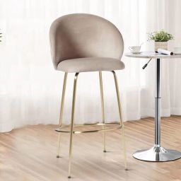 casacraft from pepperfry Nexses Velvet Bar Chair In Beige Colour-picture-31