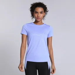 W Concept Commercial Tee Women Solid Crew Neck Polyester Purple T-Shirt-image-41