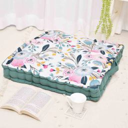 blanc9 Pink Cotton Floral 16x16 inches Floor Cushion-picture-32
