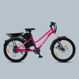 KIVO 24 Lite Pink Electric Bicycle with Extended Carrier 24 inches Single Speed Lithium-ion (Li-ion) Electric Cycle-36