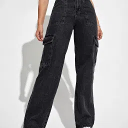 Women Boot-Leg High Rise Black Jeans-image-98