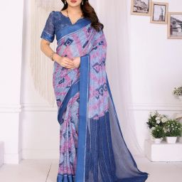 Embellished, Ombre, Paisley, Geometric Print Bollywood Georgette Saree-image-98