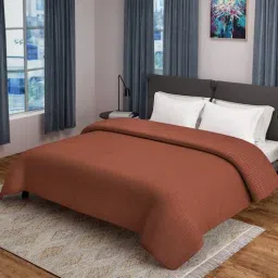 saral home Brown Solid 500 TC 100% Cotton Double Bed Cover-picture-1