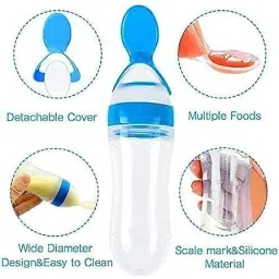 saraswati kart Baby fruit nibbler with fruit teether & spoon feeding bottle for feeding (Set 3) - Silicon image 4
