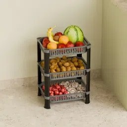 3 Tier Multi-Purpose Vegetable Stand, Storage Solution rack for Home, Office Plastic Kitchen Trolley-10