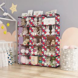 Diamond Wall Print 18 Layer Simple Bookshelf/ Book Organizer Metal Open Book Shelf-image-29
