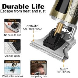 UZAN Professional Golden t99 Trimmer Haircut Grooming Kit Metal Body Rechargeable 22 Shaver For Men, Women-image-31