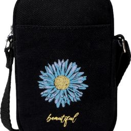 Black, Blue Men & Women Sling Bag Beautiful Flower-image-9