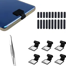 MAK Type C Port Adhesive Dust Protection Caps (6Pc),Dustproof Net Stickers (10S+10L) Power Port Black Anti-dust Plug-picture-9