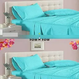 1 TC Cotton Double Striped Flat Bedsheet-image-61