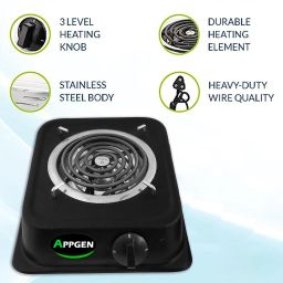 appgen 1250 W Radiant Cooktop Push Button image 4