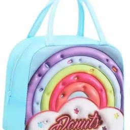 3D Design Kids Rainbow Design Lunch Bag, Pink with Multi Color Prints Waterproof Lunch Bag-image-88
