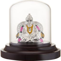 999 Pure Silver Beautiful VIGRAHAM KUBERAN with Acrylic Base Idol Decorative Showpiece - 12 cm-image-122