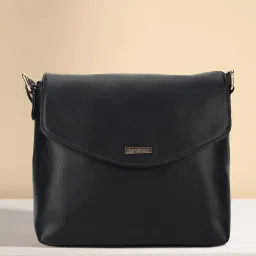 Black Women Sling Bag - Medium Black Satchel Bag-image-34