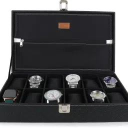 Men's and Women's Watch Box Holder Organizer Case in Royal Black color Watch Box-image-66