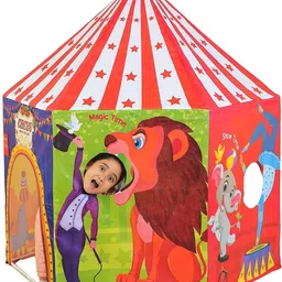 Circus Play Tent for Kids with LED Light, Ticket Pocket and Joker Face Mask-image-33