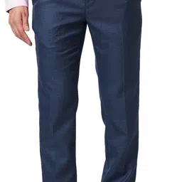 raymond Men Slim Fit Blue Polyester Trousers-picture-12