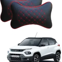 Black, Red Leatherite Car Pillow Cushion for Tata-image-39