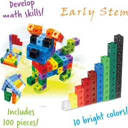 techhark India's First Most Trading Geometric Cut-Outs for More Complex Patterning Activities Math-Link Cubes Activity Early Development Blocks for Kids [ Pack of 100PCs ] image 5