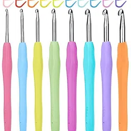 trexee 8 Pcs Crochet Hooks & Soft Grip Rubber & 10 Crochet Locking Hooks Sewing Tools Knitting Pin-picture-49