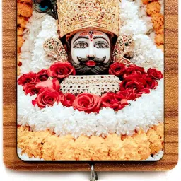 Khatu Shyam Ji Car Mirror Hanging With Latkan - 4x4 Inch Wooden & Acrylic Car Hanging Ornament-image-12