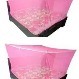 HDPE - High Density Poly Ethylene Kids Washable Double Bed Mosquito net Machardani Bed 6X6 Cotton 100% And Full Air Mosquito Net 2pic (Color Pink) Mosquito Net-23