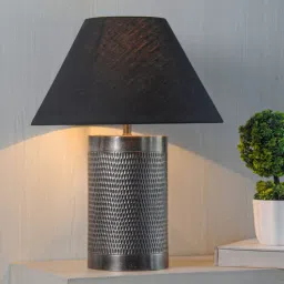 kapoor lampshades Syra Black Cotton Shade Night Lamp With Aluminium Base-picture-38