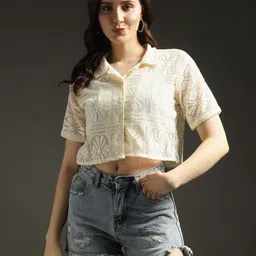 emeros Casual Regular Sleeves Striped Women White Top-picture-19
