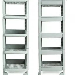 leopax 5 Tier Stackable Shelf Utility Rolling Stand Rack | Storage Organizer Rack | Plastic Kitchen Trolley image 3