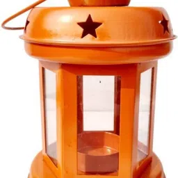 Decorative Hanging Tealight Candle Holder Indoor outdoor Home Decoration Orange Iron Hanging Lantern-image-21