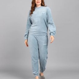 Women Night Suit Set Blue Solid-image-142