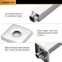 ruhe Rectangular Shower Arm (18 Inches) with Flange Fixed Mount image 2
