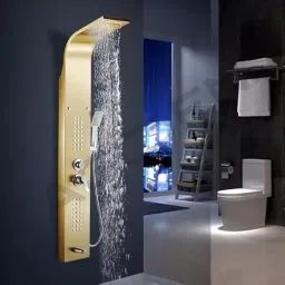 AGEON 5-in-1 Black Thermostatic Shower Panel with Rainfall, Jets & Display 5 In 1 Shower System-16