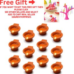 LED Diya with Water Sensor Battery Powered For Temple Office/Home Decoration12pc Plastic (Pack of 12) Table Diya Set-image-2