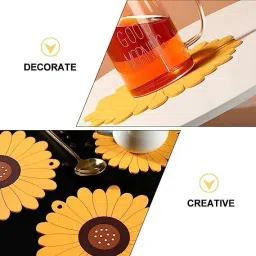 besillia Silicone Sunflower Trivet Mat,Hot Pot Pads Holder for Table and Countertop Heat Resistant Soft Rubber Multi-Use Trivets, (Big-20cm,Small-10cm)Random Trivet image 3