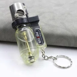 ala flame Refillable Cylindrical Shaped Windproof Jet Flame Lighter with Fixed Fire Switch ( Blue ) Pocket Lighter Visit Website www.myfirstdot.com Pocket Lighter image 2