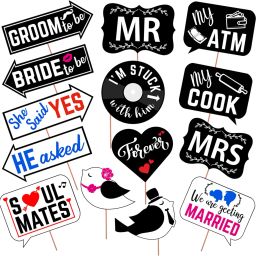 Set of 14 Pre Wedding Party Props, Party Props,Props Wedding Party Props Photo Booth Board-image-2