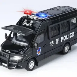 1:24 Scale Police Van Metal Pull Back Die-cast Car Model with Sound Light-31