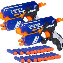 Combo Set of 2 Blaze Storm Foam Blaster Gun Toy, Safe and Long Range Shooting Gun, (10 Foam Bullets and 10 Suction Dart Bullets) Guns & Darts-1