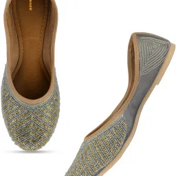 Grey embroidered mojari for women with beads embellishment Casuals For Women-image-73