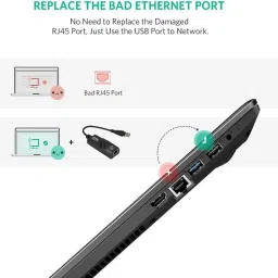microware USB 3.0 to Ethernet Adapter, Driver Free 10/100/1000 Mbps Network RJ45 LAN Wired Gigabit Ethernet Adapter for Windows 10, 8.1, 7, XP, Linux, Mac OS, Chrome OS Lan Adapter image 4