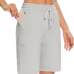 Solid Women Grey Regular Shorts, Night Shorts, Basic Shorts, Casual Shorts-image-7