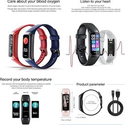 Cubonic C60 Activity Tracker, Health Tracker with Heart Rate Monitor, Sleep Tracker (Black Strap, Size : Medium) (Blue) image 4