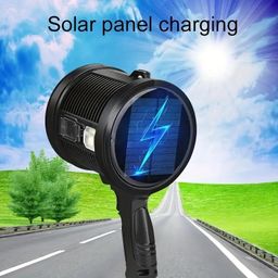 BLURISM 1pc High Power Portable Led Flashlight, COB Searchlight, Spotlights, Solar Panel USB Charging Torch with 9000mAh Lithium Battery image 2